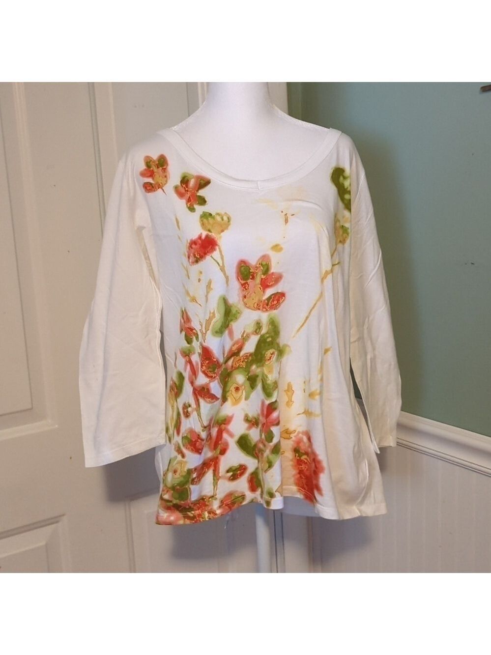 Talbots Floral Scoop Neck Top XL 1X